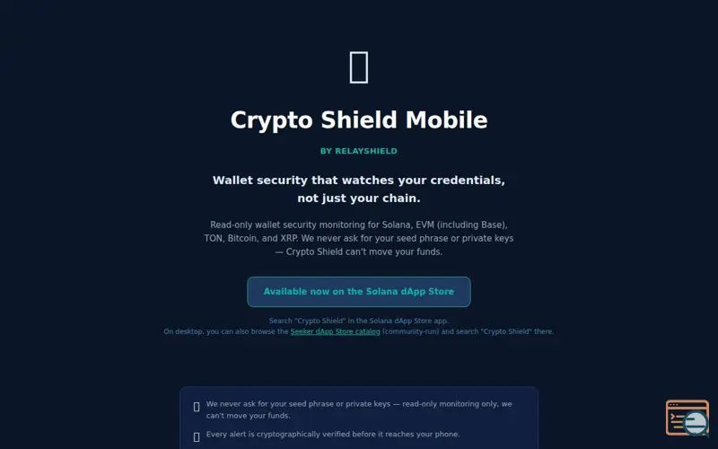 Screenshot of Crypto Shield Mobile