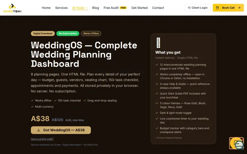 Screenshot of WeddingOS