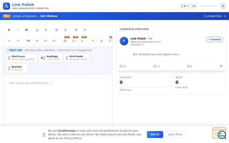 Screenshot of Link Polish