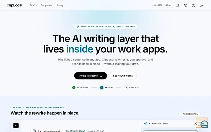 Screenshot of ClipLocal