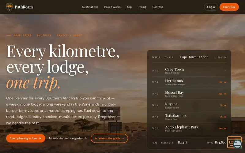 Screenshot of PathRoam, a launch using Geoapify