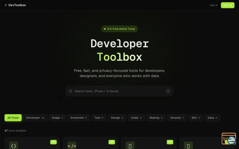 Screenshot of DevToolbox