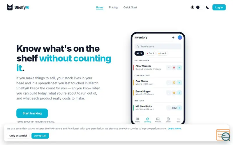 Screenshot of ShelfyAI