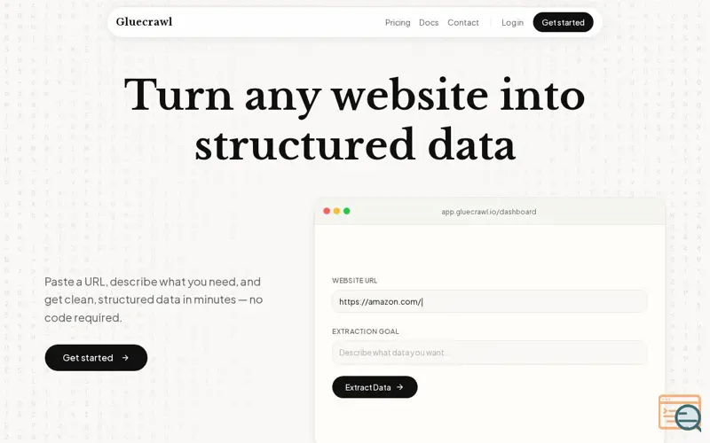 Screenshot of Gluecrawl