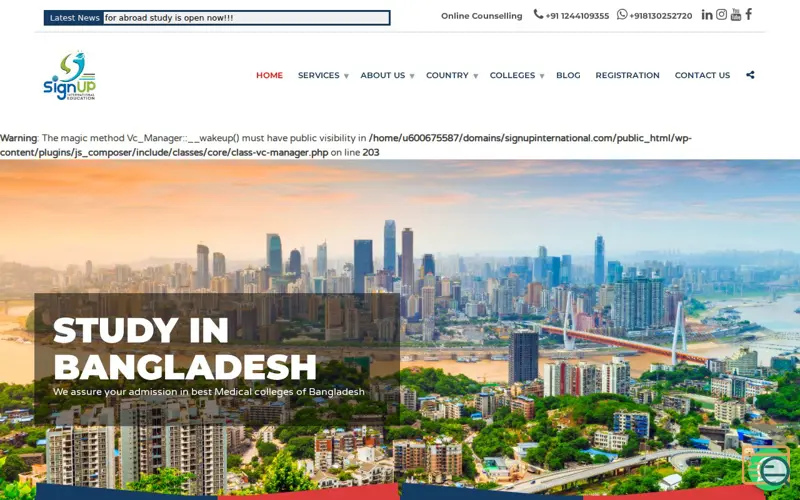 Screenshot of Signup International