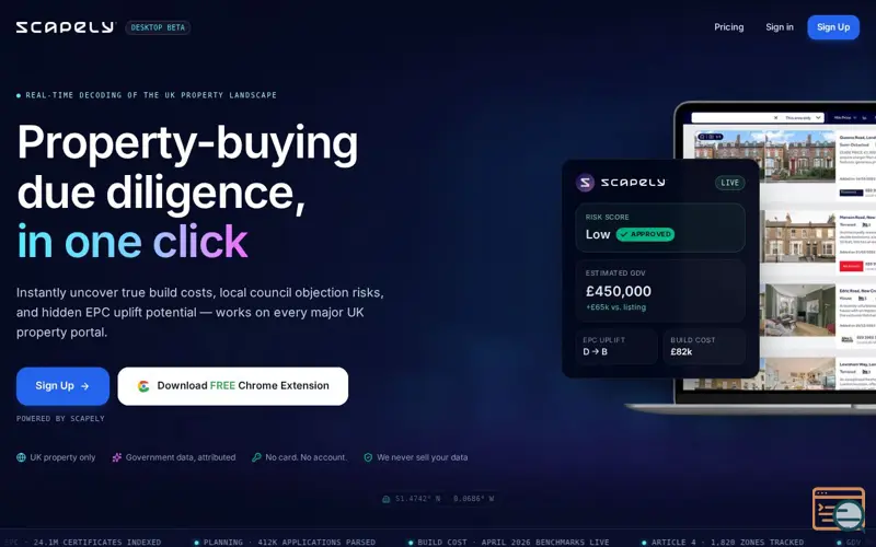 Screenshot of Scapely — Property Intelligence