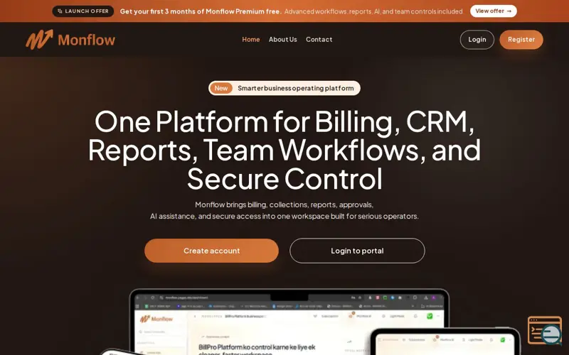 Screenshot of Monflow | GST Billing, Accounting, CRM & Business Software
