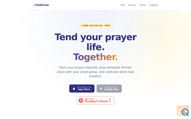 Screenshot of Faithvine