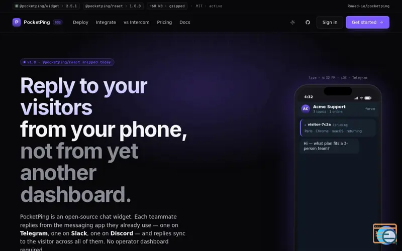 Screenshot of Pocketping