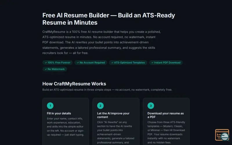 Screenshot of CraftMyResume