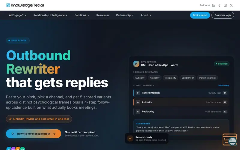 Screenshot of Outbound Rewriter that gets replies, a launch using Heap
