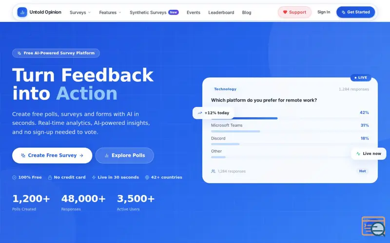 Screenshot of Untold Opinion, a launch using FreeIPAPI