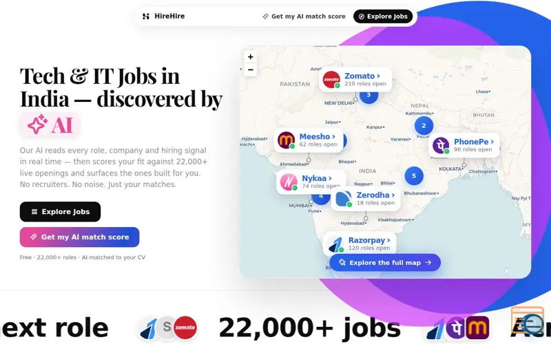 Screenshot of HireHire