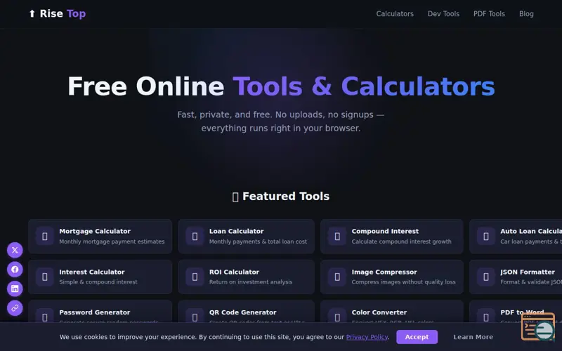 Screenshot of RiseTop