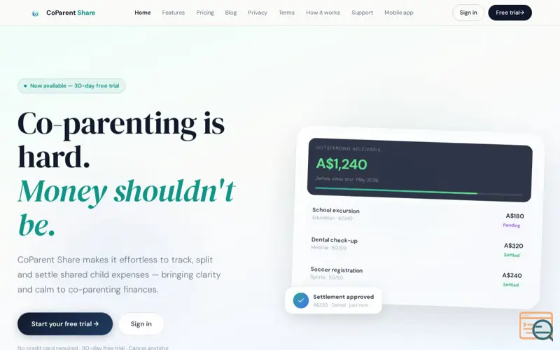 Screenshot of CoParent Share