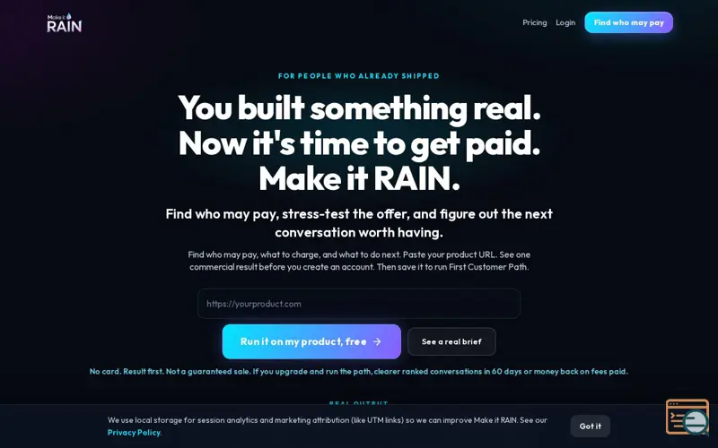 Screenshot of Make it RAIN