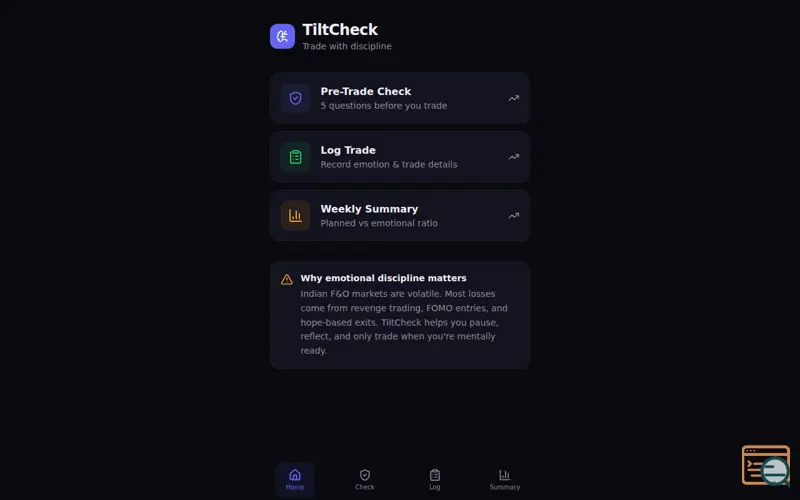 Screenshot of TiltCheck