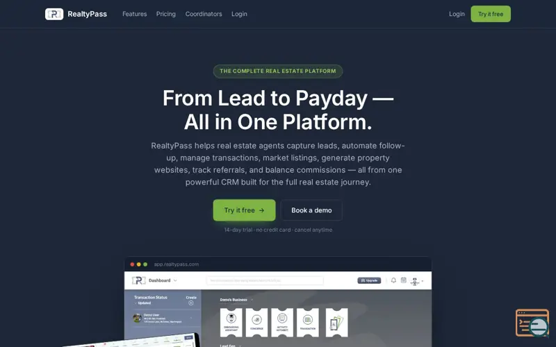 Screenshot of RealtyPass Platform