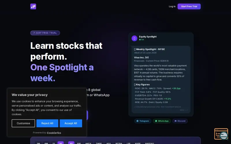 Screenshot of Equity Spotlight