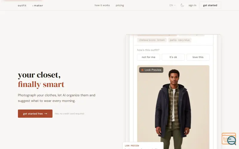 Screenshot of OutfitMaker.ai