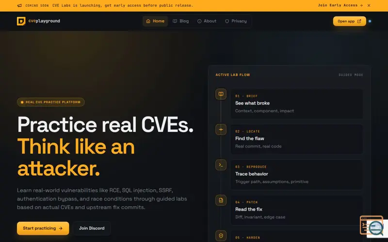 Screenshot of CVE Playground