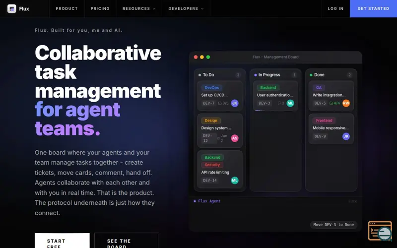 Screenshot of Flux Board