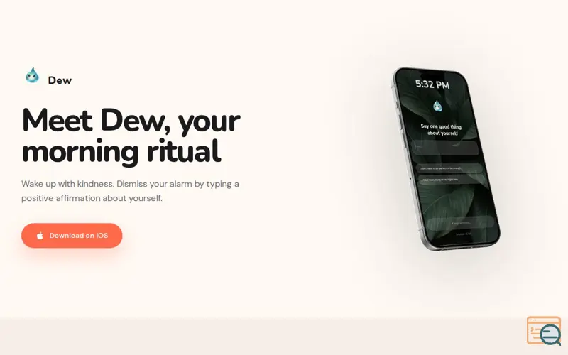 Screenshot of Dew — Wake up with kindness