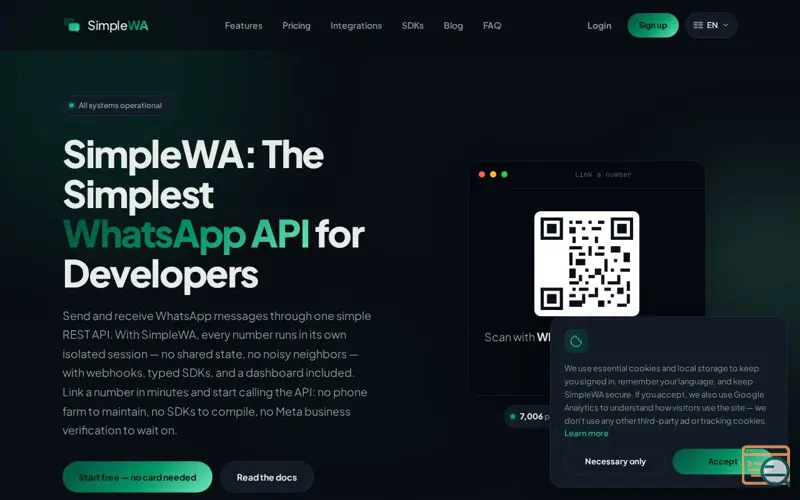 Screenshot of SimpleWA