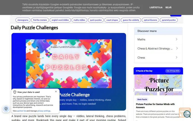 Screenshot of Daily Puzzle Challenges