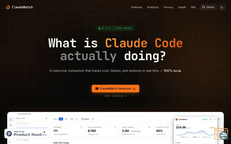 Screenshot of ClaudeWatch