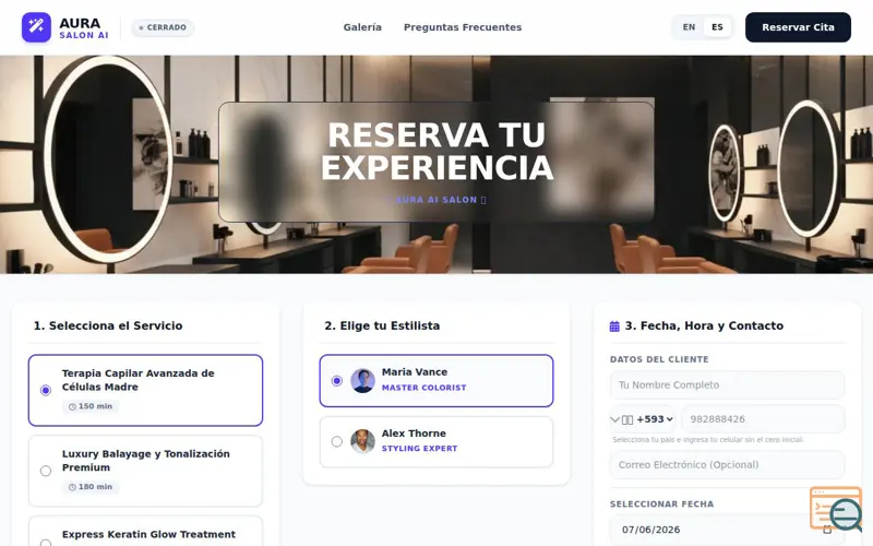 Screenshot of AURA Salon AI