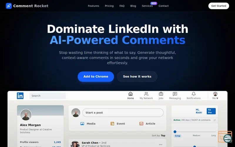 Screenshot of Comment Rocket