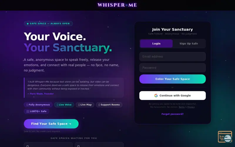 Screenshot of Whisper+Me