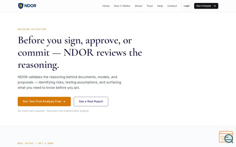 Screenshot of NDOR
