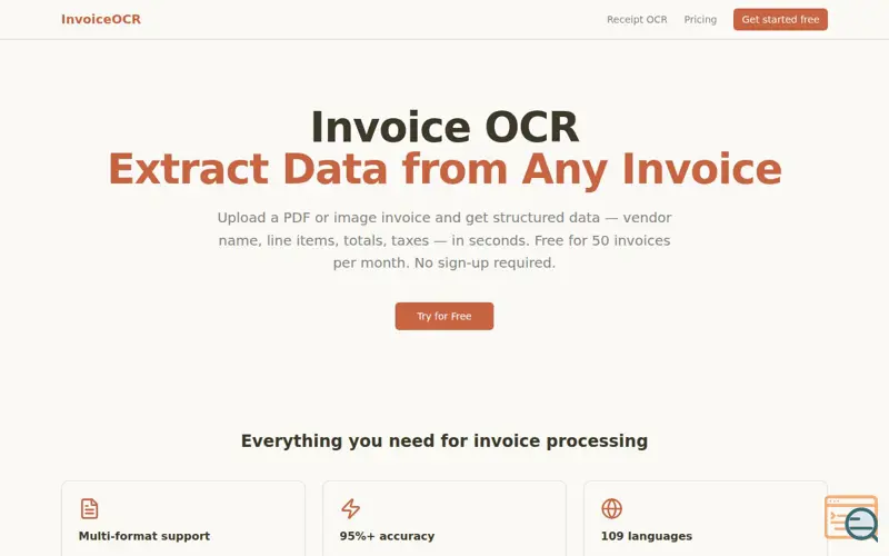 Screenshot of InvoiceOCR