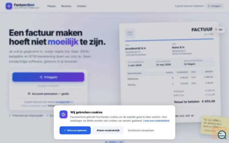 Screenshot of FacturenSnel.nl 