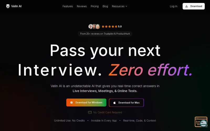 Screenshot of Velin AI