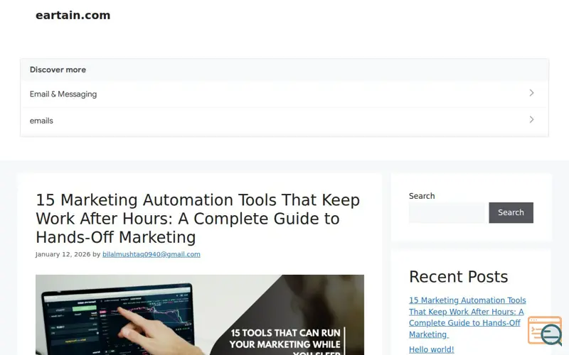 Screenshot of eartain.com