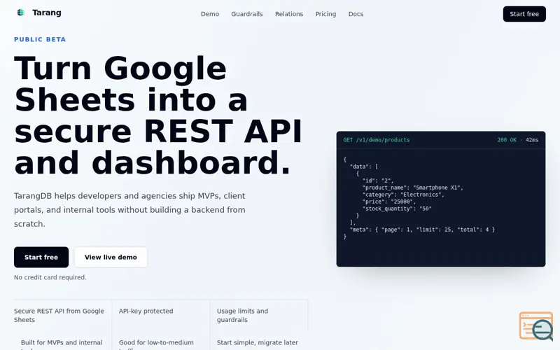 Screenshot of TarangDB