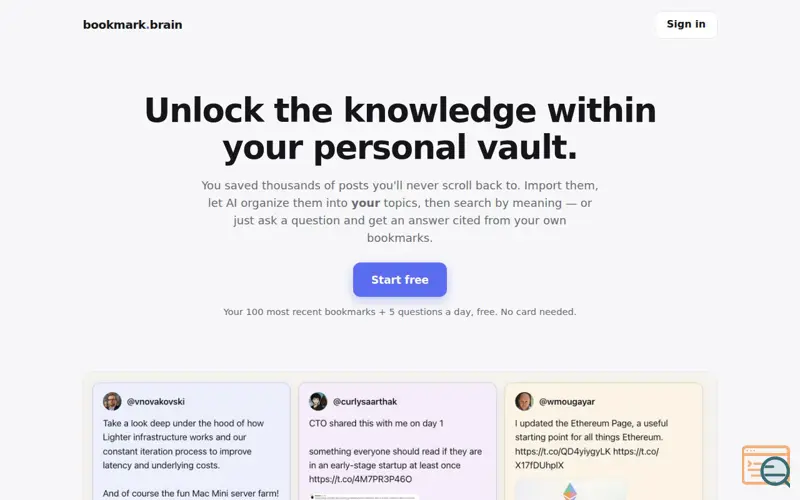Screenshot of X-bookmarks.AI