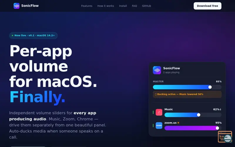 Screenshot of SonicFlow Mac App