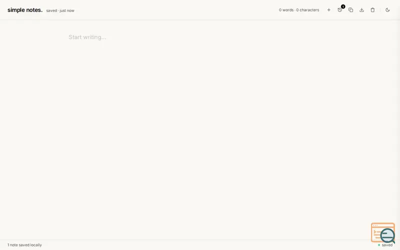 Screenshot of simple notes.