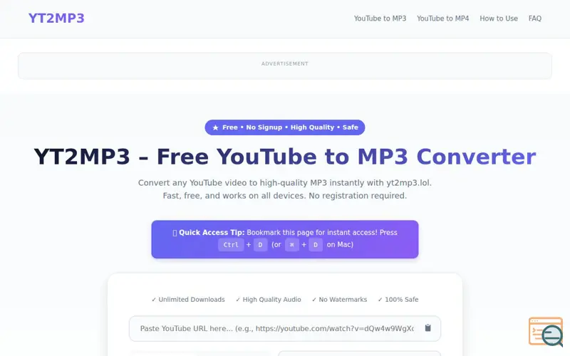 Screenshot of YT2MP3