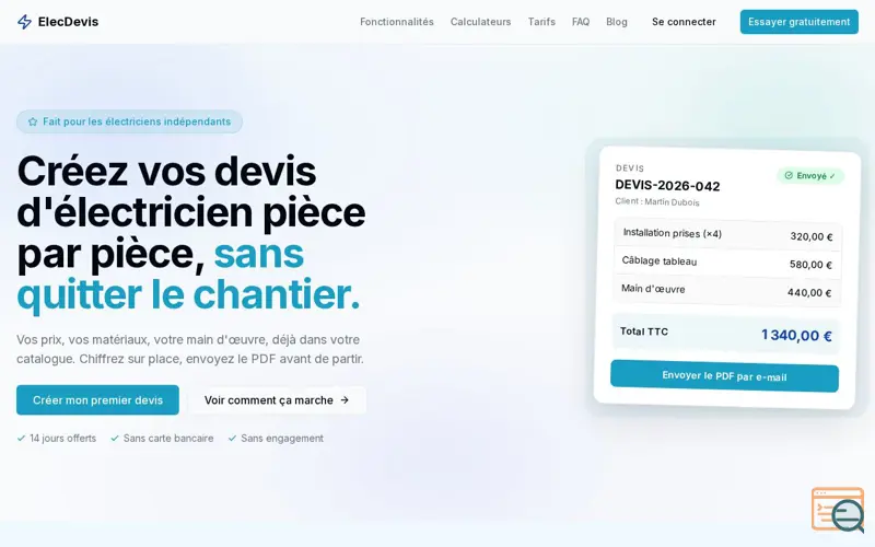 Screenshot of ElecDevis