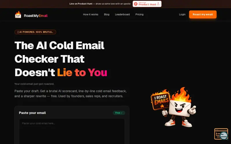 Screenshot of RoastMyEmail