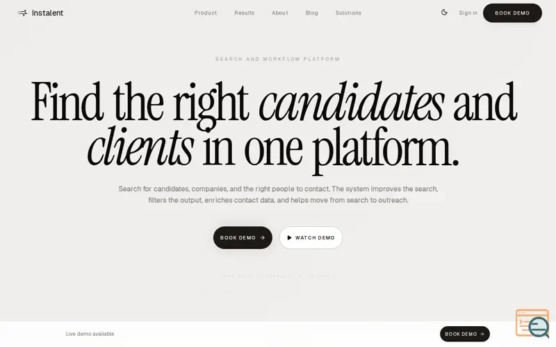 Screenshot of Instalent