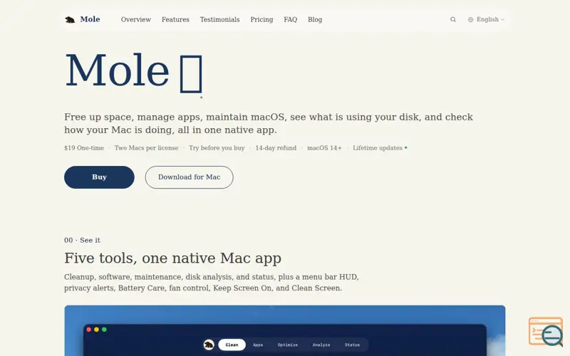 Screenshot of Mole