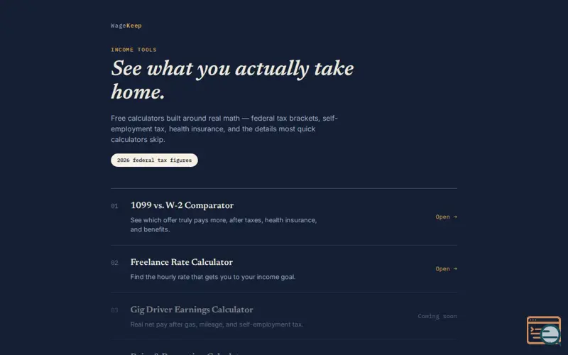 Screenshot of WageKeep — Real Income Calculators