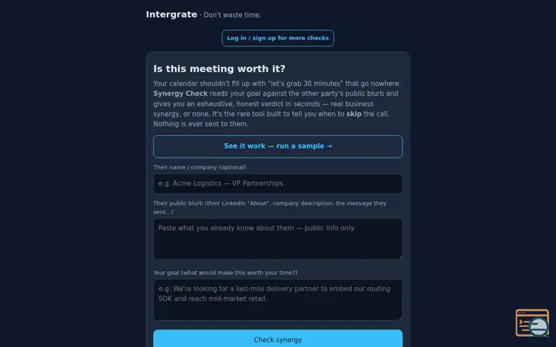 Screenshot of Synergy Check