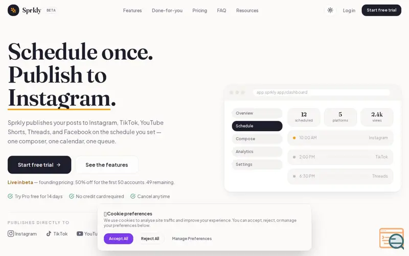 Screenshot of Sprkly